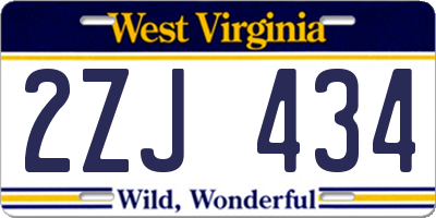 WV license plate 2ZJ434