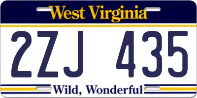 WV license plate 2ZJ435