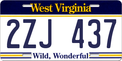 WV license plate 2ZJ437