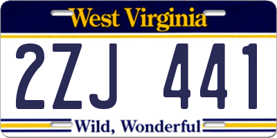 WV license plate 2ZJ441