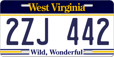 WV license plate 2ZJ442