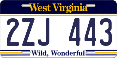 WV license plate 2ZJ443