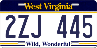 WV license plate 2ZJ445