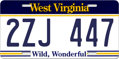 WV license plate 2ZJ447