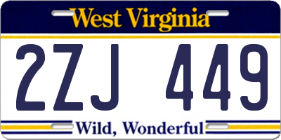 WV license plate 2ZJ449