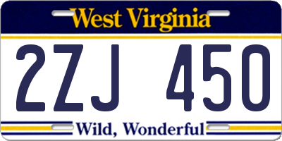 WV license plate 2ZJ450