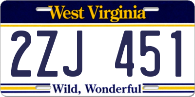 WV license plate 2ZJ451