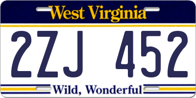 WV license plate 2ZJ452