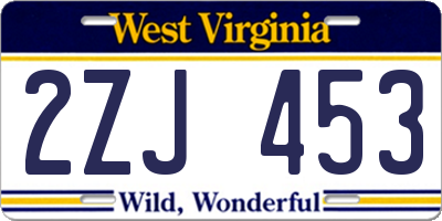 WV license plate 2ZJ453