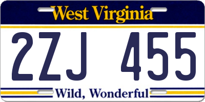 WV license plate 2ZJ455