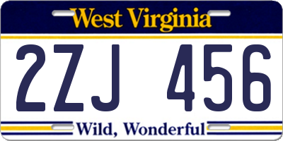 WV license plate 2ZJ456