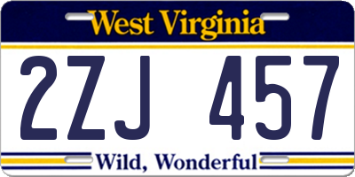 WV license plate 2ZJ457