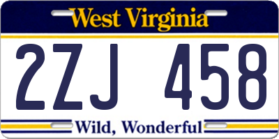 WV license plate 2ZJ458