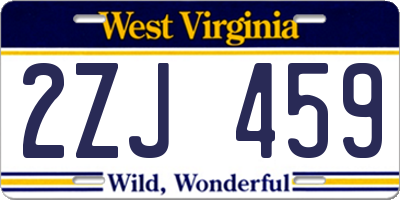 WV license plate 2ZJ459