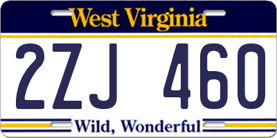 WV license plate 2ZJ460