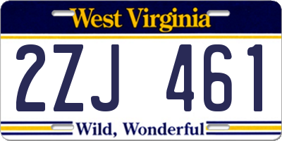 WV license plate 2ZJ461