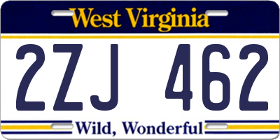 WV license plate 2ZJ462