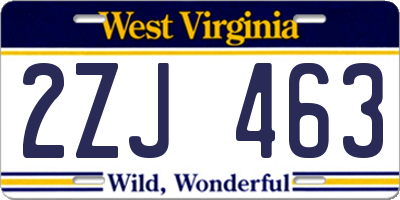 WV license plate 2ZJ463