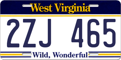 WV license plate 2ZJ465