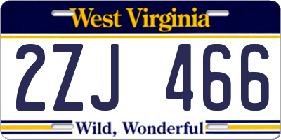 WV license plate 2ZJ466