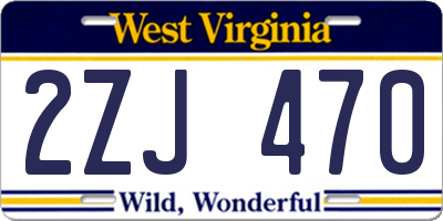 WV license plate 2ZJ470