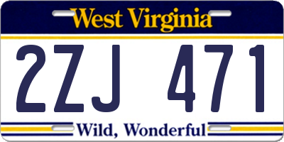 WV license plate 2ZJ471