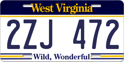 WV license plate 2ZJ472