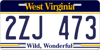 WV license plate 2ZJ473