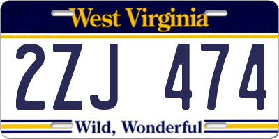 WV license plate 2ZJ474