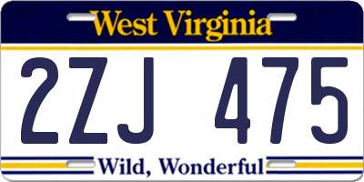 WV license plate 2ZJ475