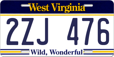 WV license plate 2ZJ476