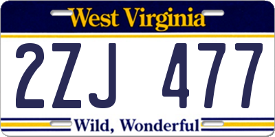 WV license plate 2ZJ477