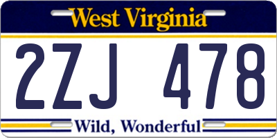 WV license plate 2ZJ478