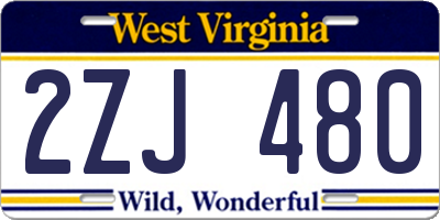 WV license plate 2ZJ480