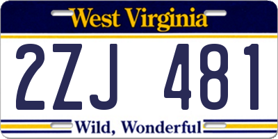 WV license plate 2ZJ481