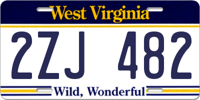 WV license plate 2ZJ482