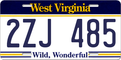 WV license plate 2ZJ485