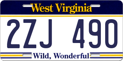 WV license plate 2ZJ490
