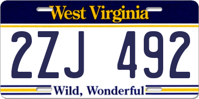 WV license plate 2ZJ492