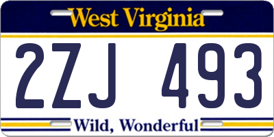 WV license plate 2ZJ493