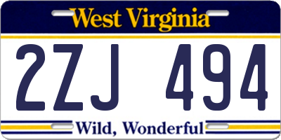 WV license plate 2ZJ494