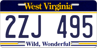 WV license plate 2ZJ495