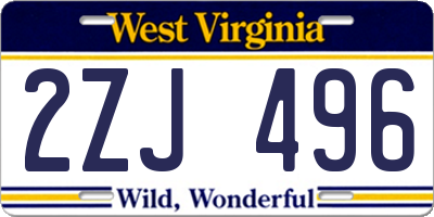 WV license plate 2ZJ496