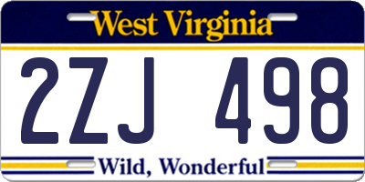 WV license plate 2ZJ498