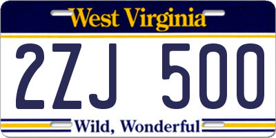 WV license plate 2ZJ500