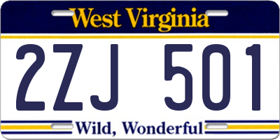 WV license plate 2ZJ501