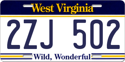 WV license plate 2ZJ502