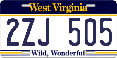 WV license plate 2ZJ505