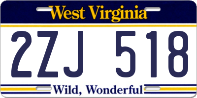WV license plate 2ZJ518