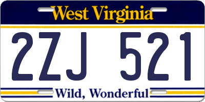 WV license plate 2ZJ521